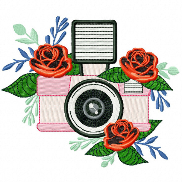 Pink Flash Camera Machine Embroidery Design - Photography Hobby #04