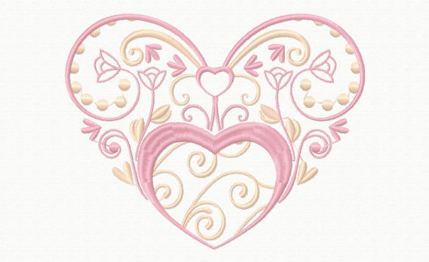 Abstract Heart Swirls #06 Machine Embroidery Design