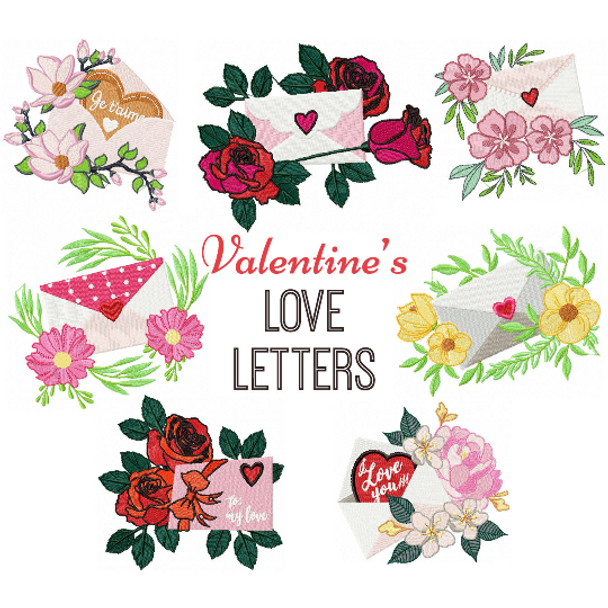 Valentine Love Letter Collection of 7 Machine Embroidery Designs