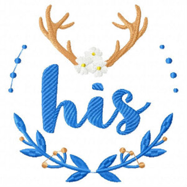 His Antler Wreath - His & Hers Collection #02 Machine Embroidery Design