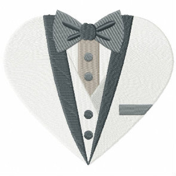 Button Tuxedo - Bride & Groom Hearts - Groom Tuxedo Collection #06 Machine Embroidery Design