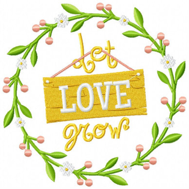 Let Love Grow Wreath - Rustic Wedding Collection #13 Machine Embroidery Design