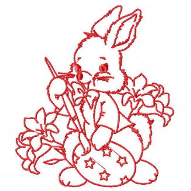 Easter Redwork Bunnies Collection #01 Machine Embroidery Design