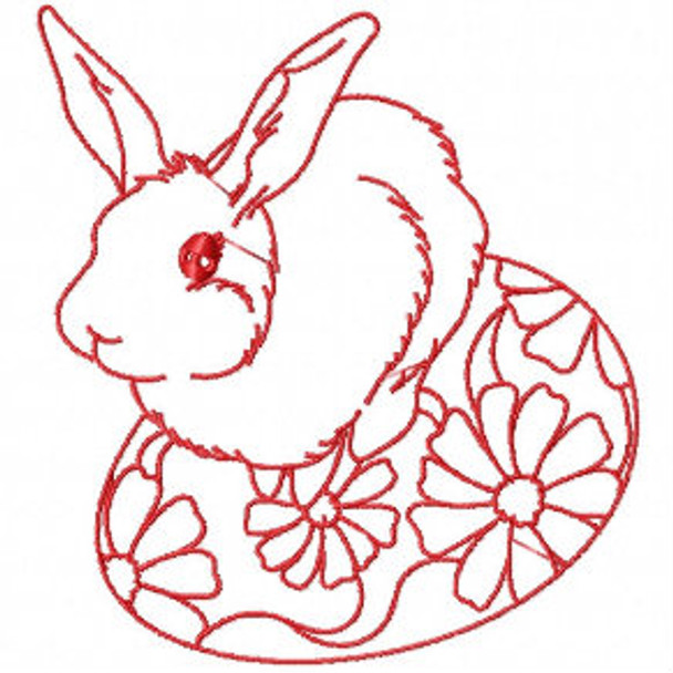 Easter Redwork Bunnies Collection #06 Machine Embroidery Design