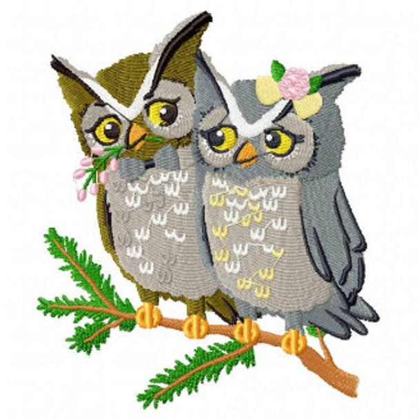 Owl Couple - Wedding Animals Collection #01 Machine Embroidery Design