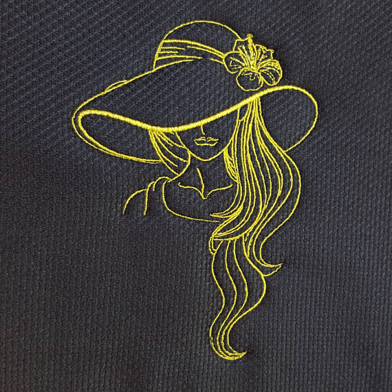 Machine Embroidery Design Shaded Hat Modern Ladies 4