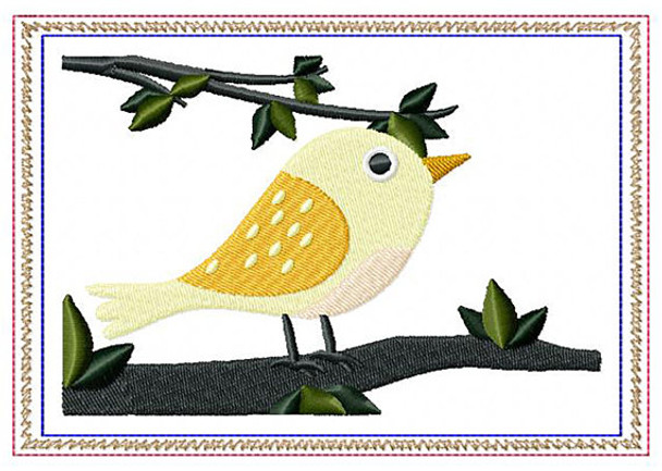 Bird On The Branch Mug Rug In The Hoop Machine Embroidery Design