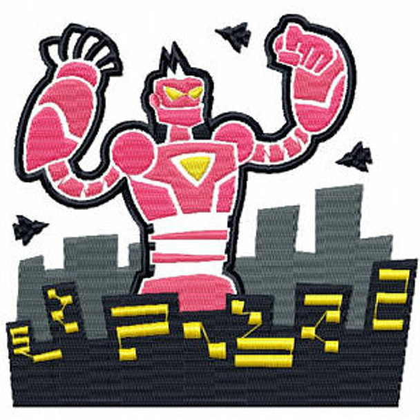 Pink Cyborg - Robot Collection #04 Stitched and Applique Machine Embroidery Design