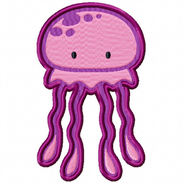 Jellyfish - Under The Sea #05 Stitched and Applique Machine Embroidery Design