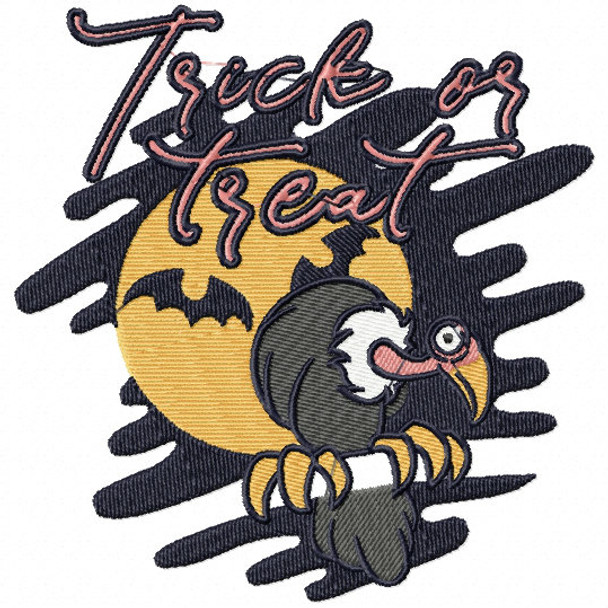 Trick or Treat Vulture - Happy Halloween #06 Machine Embroidery Design