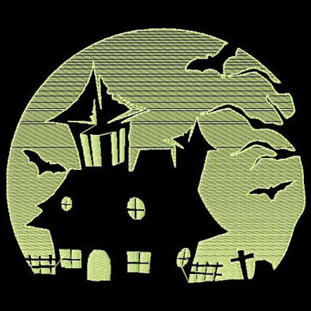 Haunted House - Glow in the Dark Halloween #04 Machine Embroidery Design
