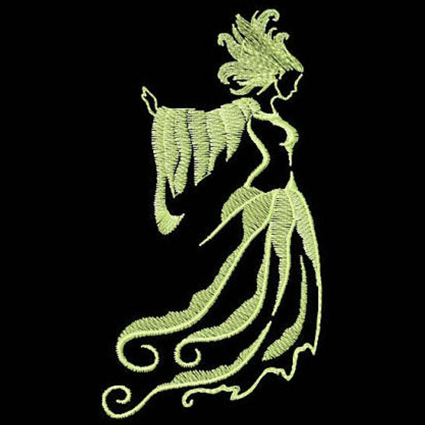 Lady in White - Glow in the Dark Halloween #06 Machine Embroidery Design
