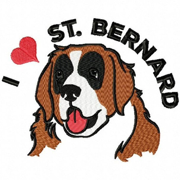 I love St. Bernard - St. Bernard Collection #02 Machine Embroidery Design