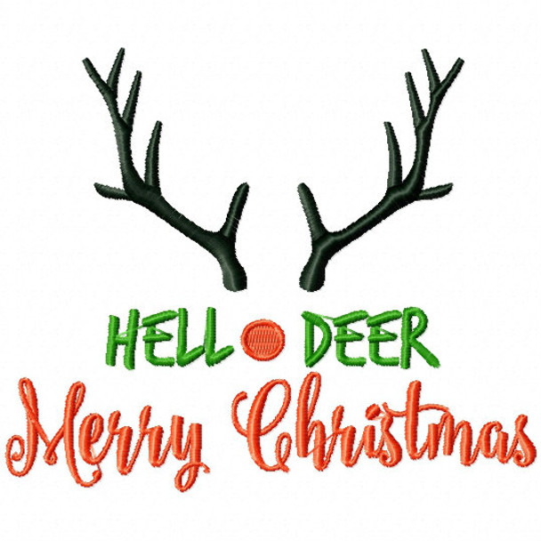 Hello Deer Merry Christmas - Christmas Typography #03 Machine Embroidery Design