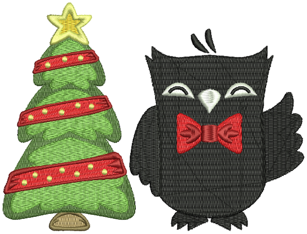 Christmas Owls #08 Machine Embroidery Design