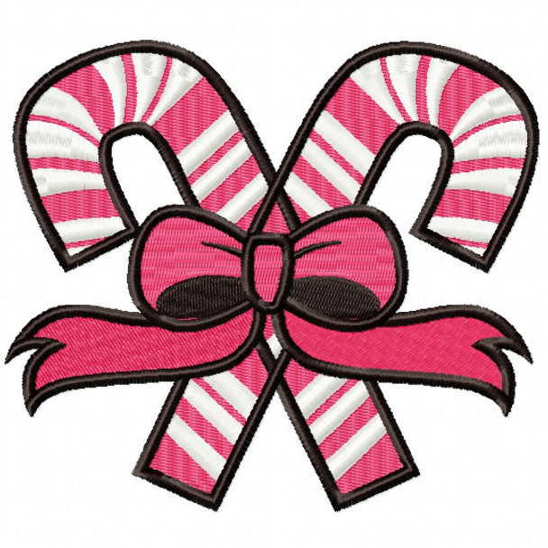 Pink Candy Cane with Ribbon - Solo Christmas Design #01 Machine Embroidery Design