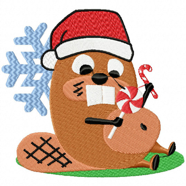 Christmas Beaver - Christmas Woodland Animals #03 Machine Embroidery Design