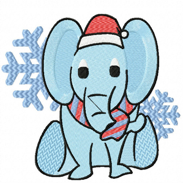 Christmas Elephant - Christmas Woodland Animals #12 Machine Embroidery Design