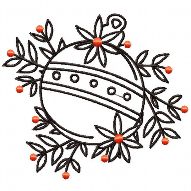 Decorative Outlined Ornament - Christmas Ornaments #16 Machine Embroidery Design