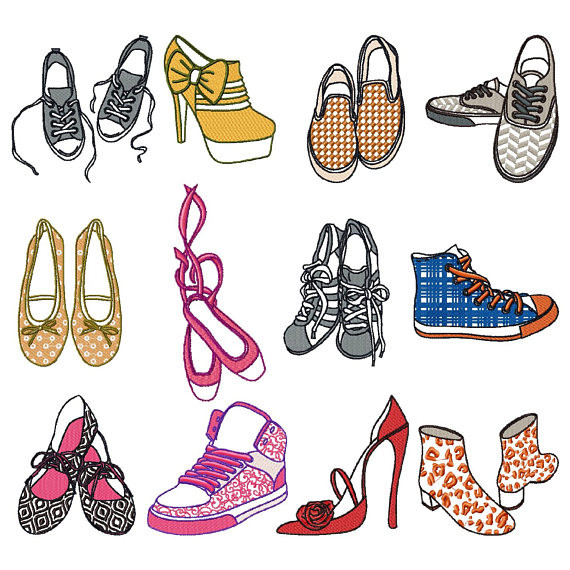 Machine Embroidery Designs Shoe Collection Bundle 2