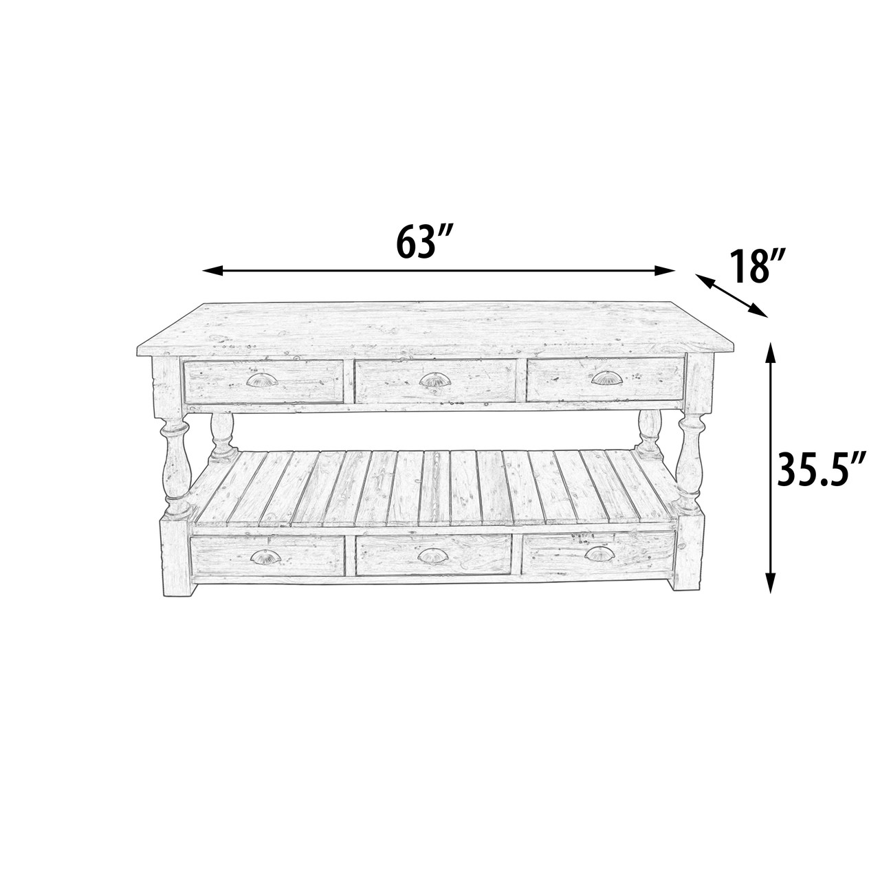 Farmhouse 6 drawer Console Table - AFD Home
