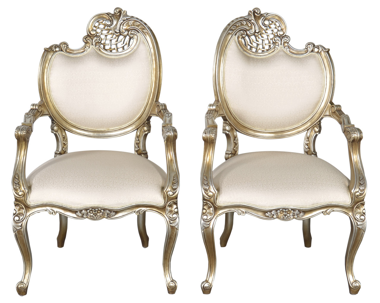 Platine Pair of French Rococo Mahogany Fire Side Chairs - AFD Home