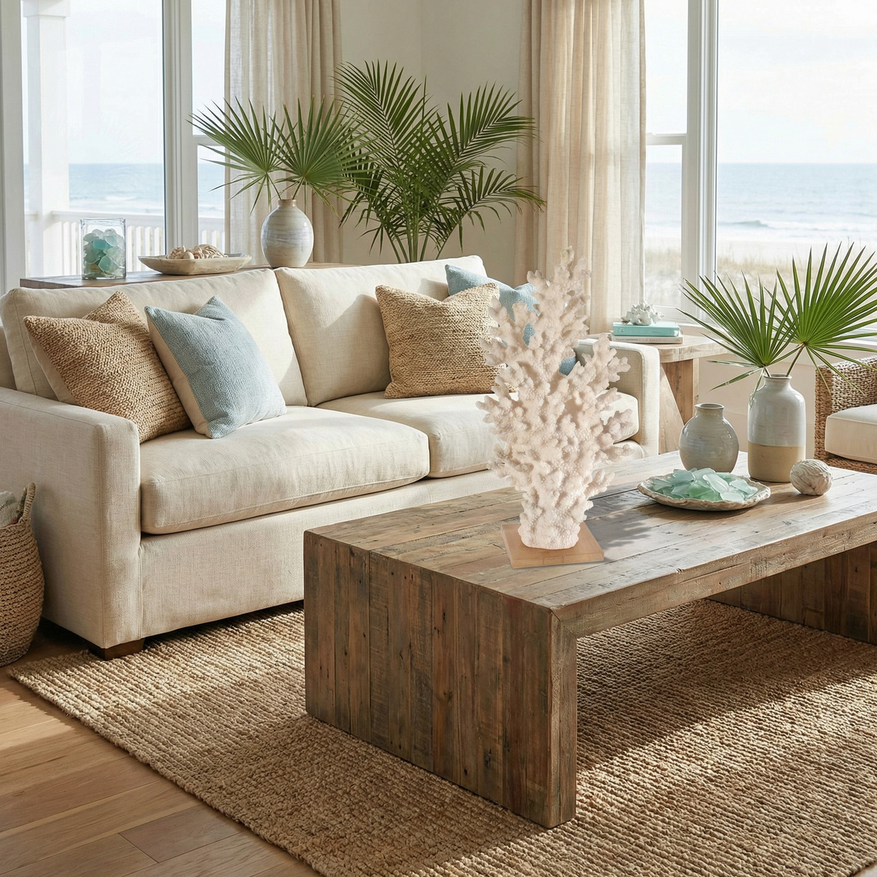 White Coral with Acrylic Base Tall - AFD Home