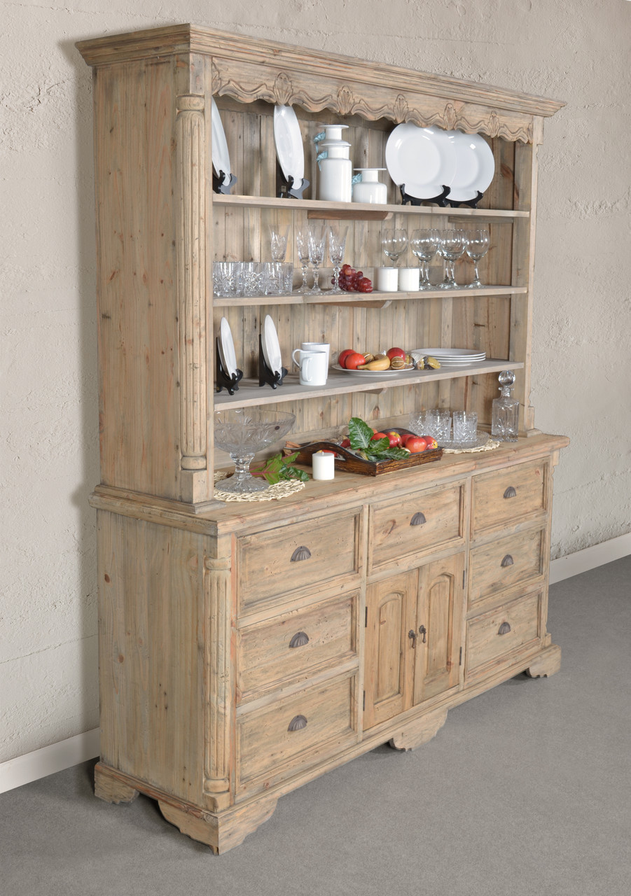 unico ラタン・チーク シェルフ W600×D410×H1100 Farmhouse Cote de Azur Hutch in Natural Finish - AFD Home