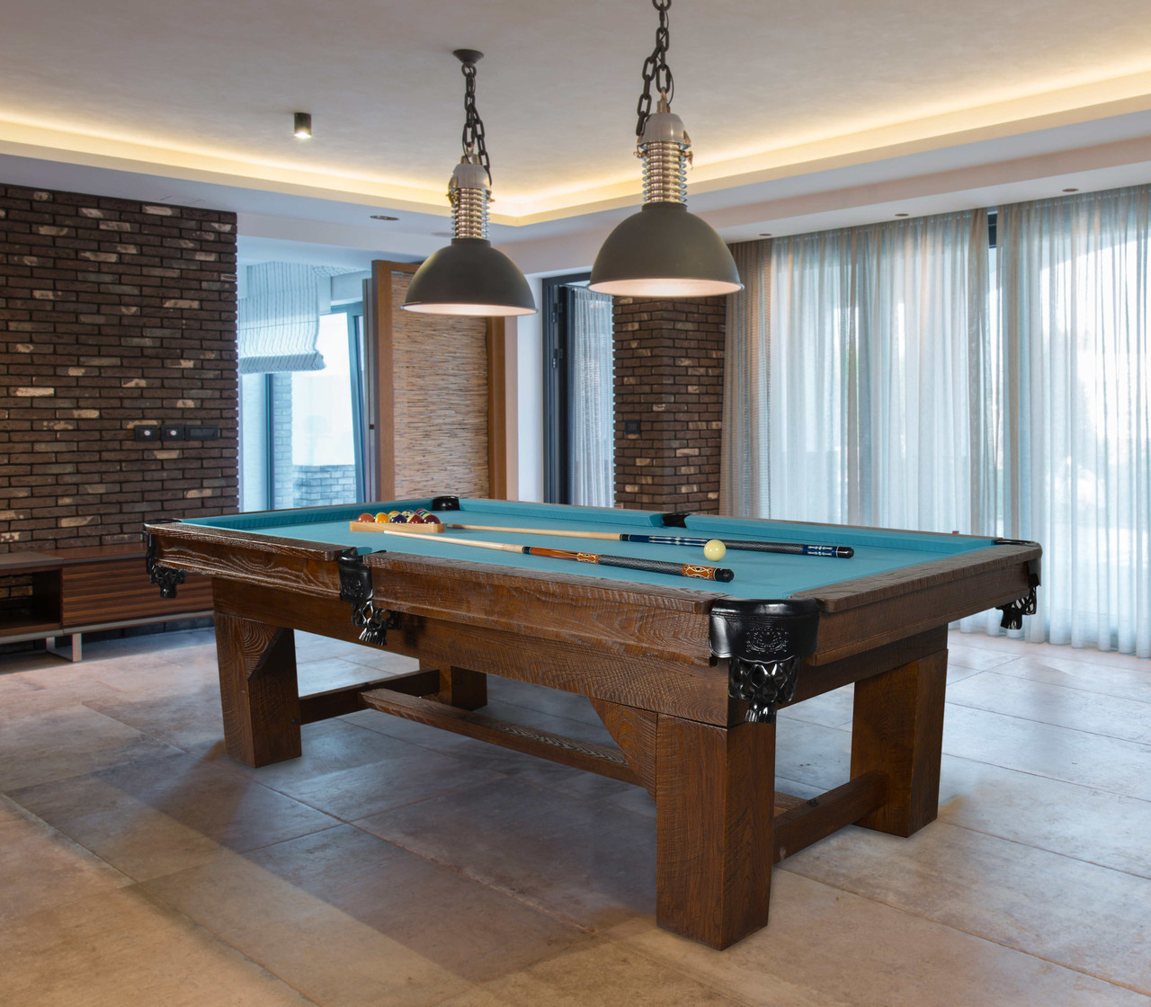 Bungalow Ash Wood Slate Top Pool Table - AFD Home