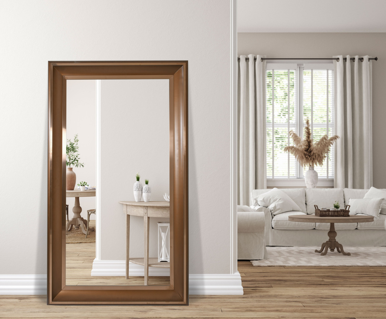 Mirror with Dark Wood and Gold Frame 36x72 Mirror - AFD Home