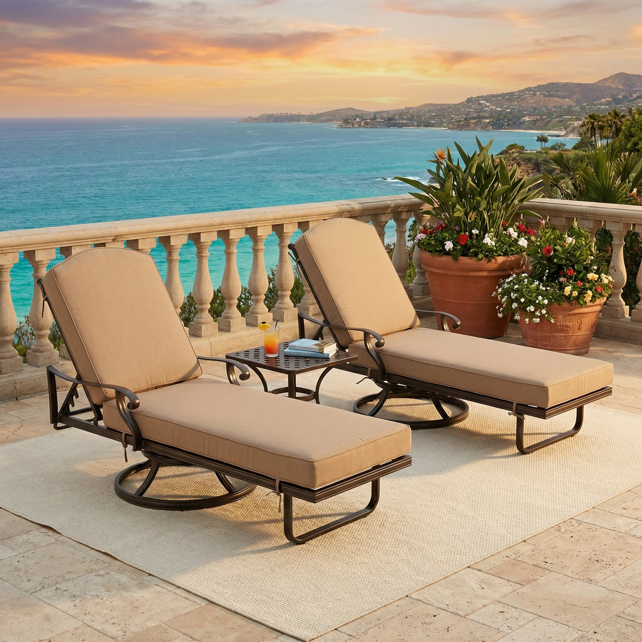 Savannah Swivel Chaise Lounge Set of 3