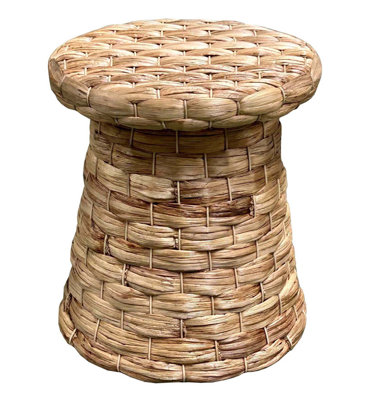 Rattan Drum Side Table - Woven Natural Water Hyacinth - AFD Home