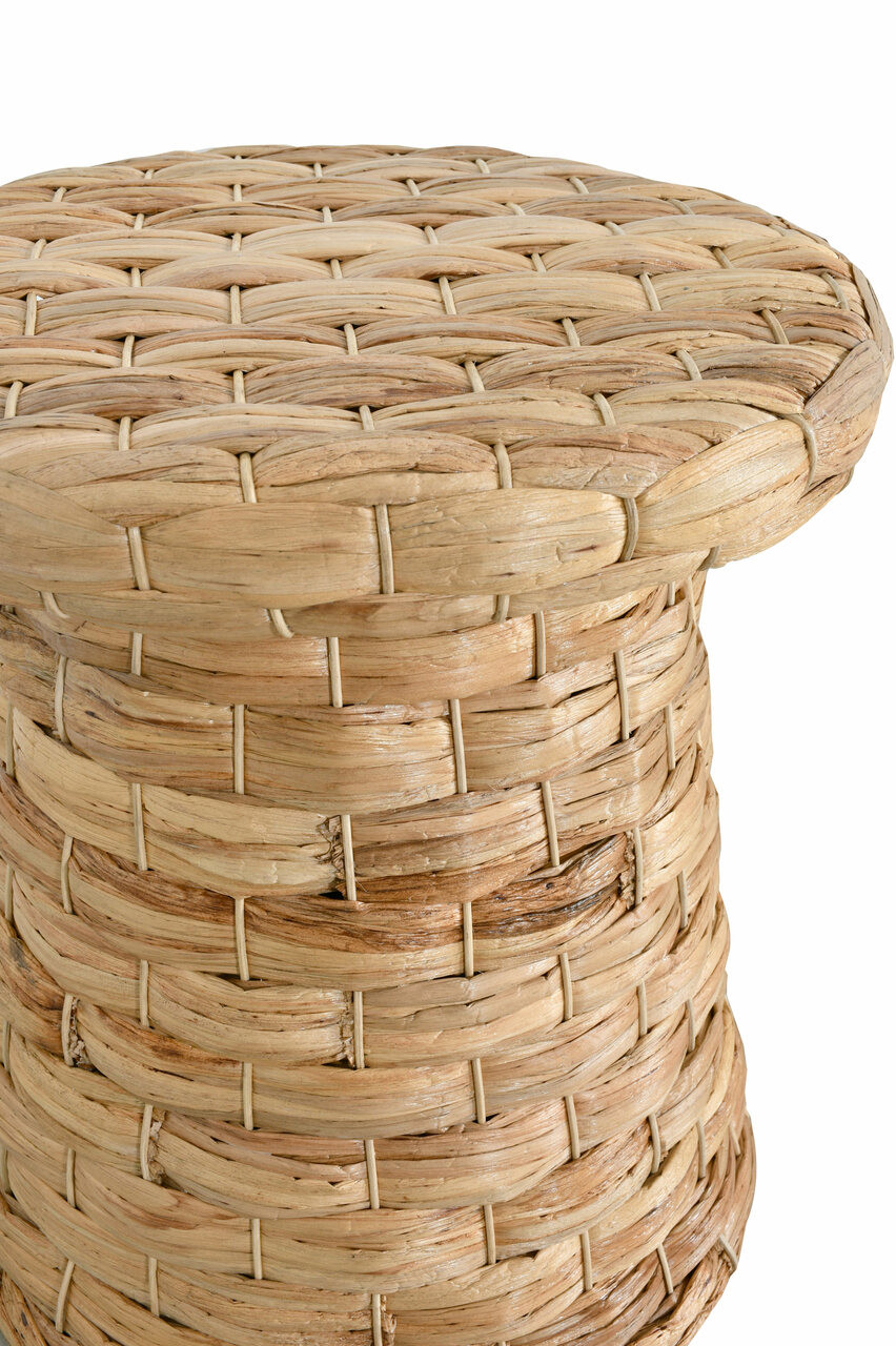 Rattan Drum Side Table - Woven Natural Water Hyacinth - AFD Home