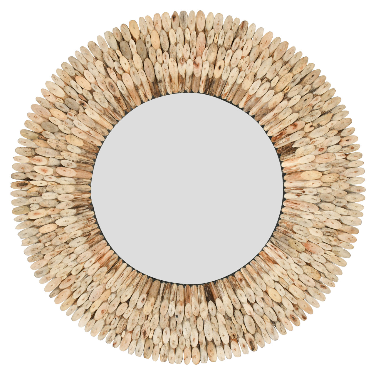 Authentic Natural Wood Round Mirror 47DIA x 2D - AFD Home