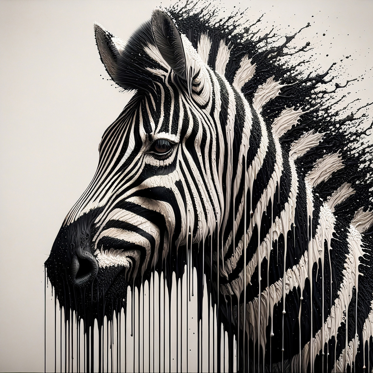 絵画 Zebrappy Black and White Zebra Giclee 40x40 - AFD Home