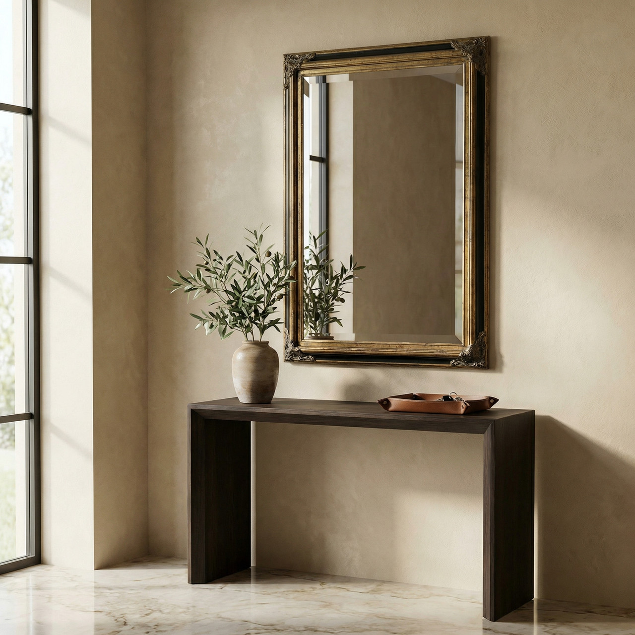 Mini Grand Victorian Mirror 24x36 Antique Gold with Black - AFD Home