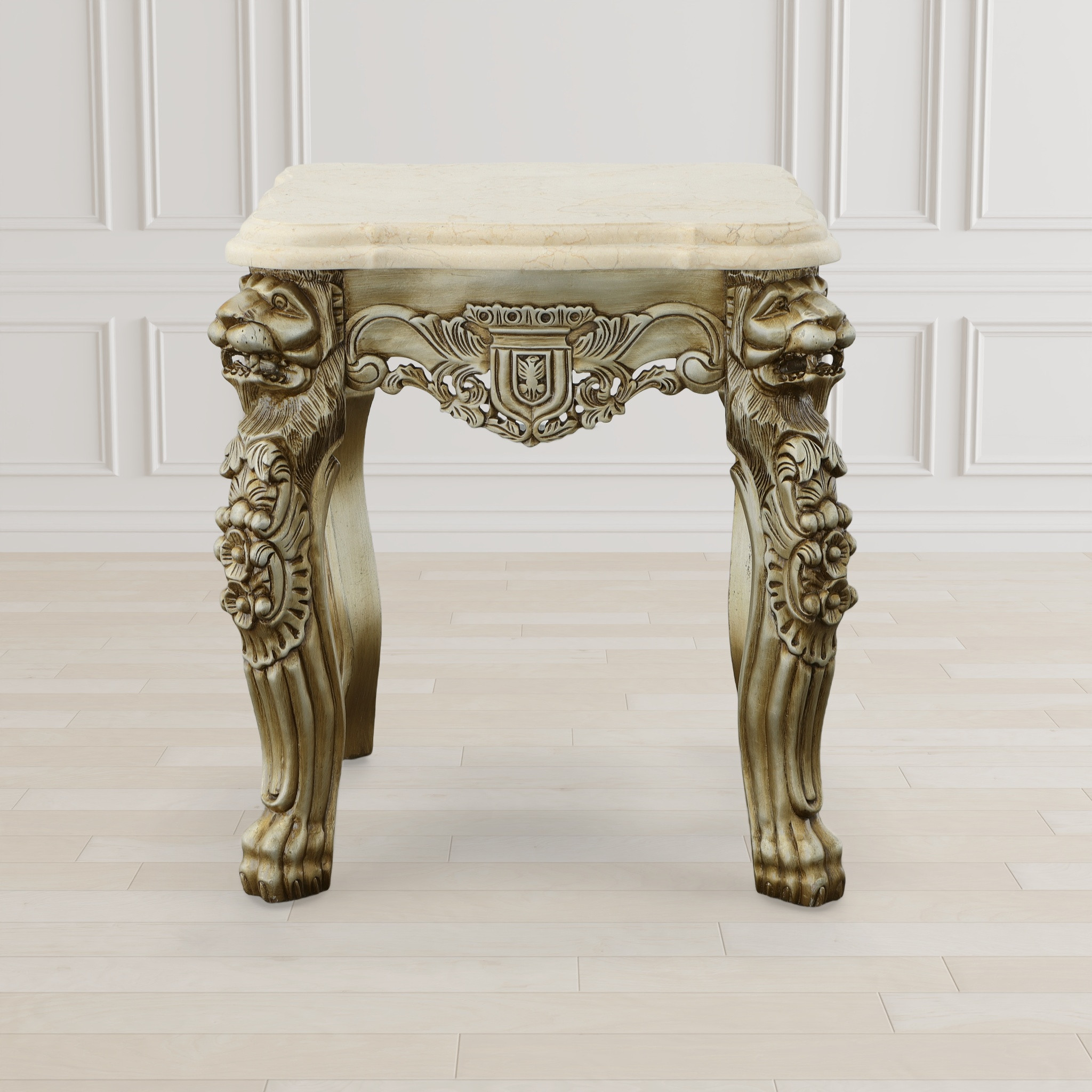 Platine Lion End Table with Marble Top AFD Home