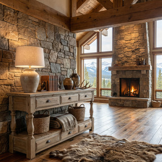 Farmhouse 6 drawer Console Table