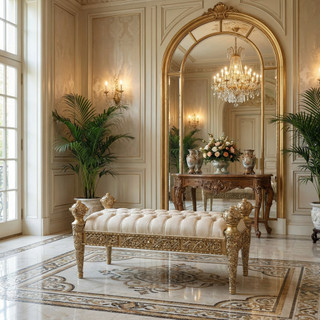 Platine Chapelle 3 Seater Bench Hand Carved Mahogany