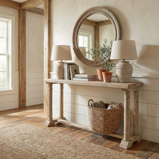 Farmhouse Wood Natural Console Sofa Hall Table