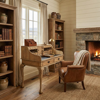 Farmhouse Style Escritoire Desk after Chippendale