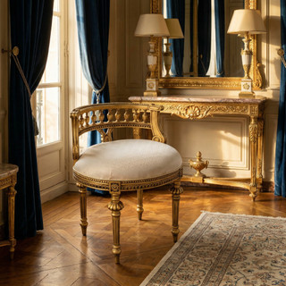 Gold Genoa Cream Vanity Chair