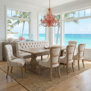 Inverness Farmhouse Bench Dining Table Set of 7