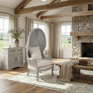 Mystique Gray Mahogany Balloon Chair