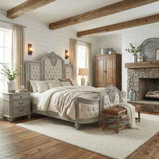 Mystique Gray Mahogany Maison Royale Bed King