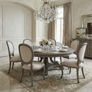 Mystique Gray Mahogany Anglia Dining Table and Chair Set of 7