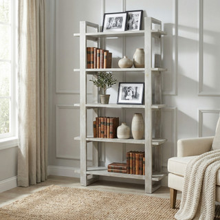 Mystique Gray Mid Century Rustic Bookshelves Etagere