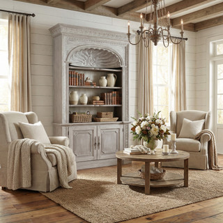 Mystique Gray Shell Library Bookcase