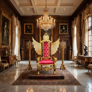 Gold Lion King Chair with Wings