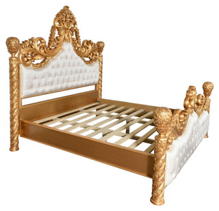 Gold Grand Carved Bed King